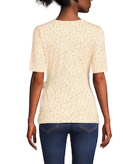 Lands' End Yellow Tie Front Elbow Sleeve Top - Image 2 of 3