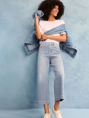 Lands' End Blue High Rise Stripe Jeans - Image 1 of 4