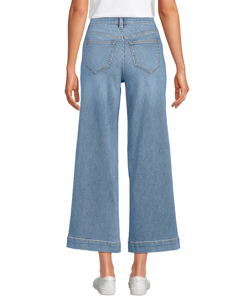 Lands' End Blue High Rise Stripe Jeans - Image 2 of 4