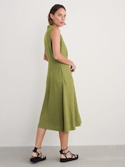 Seasalt Cornwall Green Tall Carved Wood Sleeveless 100% Linen Dress - Image 2 of 5