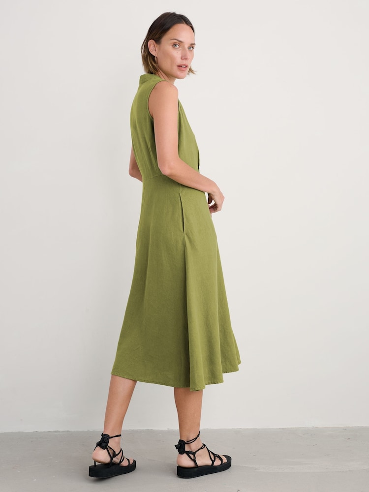 Seasalt Cornwall Green Tall Carved Wood Sleeveless 100% Linen Dress - Image 2 of 5 Seasalt Cornwall Green Tall Carved Wood Sleeveless 100% Linen Dress - Image 2 of 5