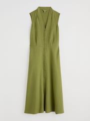 Seasalt Cornwall Green Tall Carved Wood Sleeveless 100% Linen Dress - Image 4 of 5