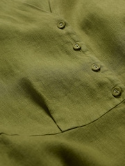 Seasalt Cornwall Green Tall Carved Wood Sleeveless 100% Linen Dress - Image 5 of 5