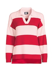 Lands' End Red 100% Cotton Rugby Shirt Jumper - Image 4 of 4