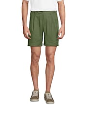 Lands' End Green Linen Pleated Shorts - Image 2 of 4