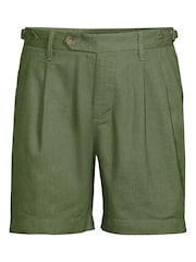 Lands' End Green Linen Pleated Shorts - Image 4 of 4