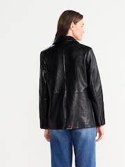 Lands' End Black Leather Blazer - Image 2 of 6