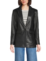 Lands' End Black Leather Blazer - Image 5 of 6