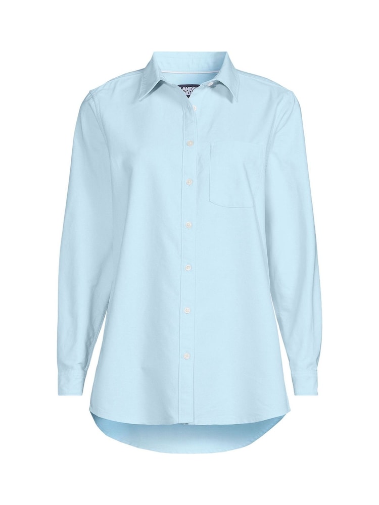Lands' End Blue Long Sleeve 100% Cotton Tunic Shirt - Image 3 of 3