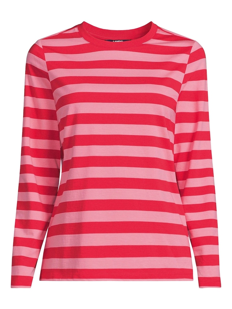 Lands' End Pink 100% Cotton Supima Long Sleeve T-Shirt - Image 3 of 3