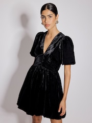 Nobodys Child Black Starlight Velvet Bubble Hem Mini Dress - Image 4 of 5
