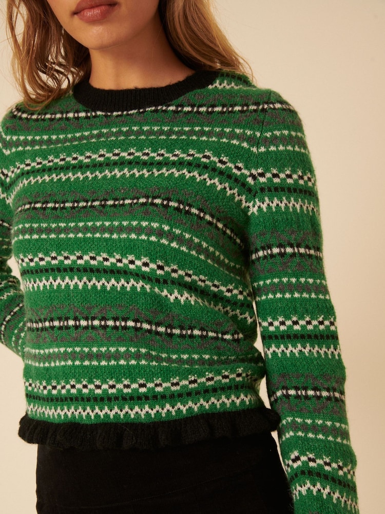 Nobodys Child Green Fair Isle Pattern and Ruffle Jumper - Image 5 of 5