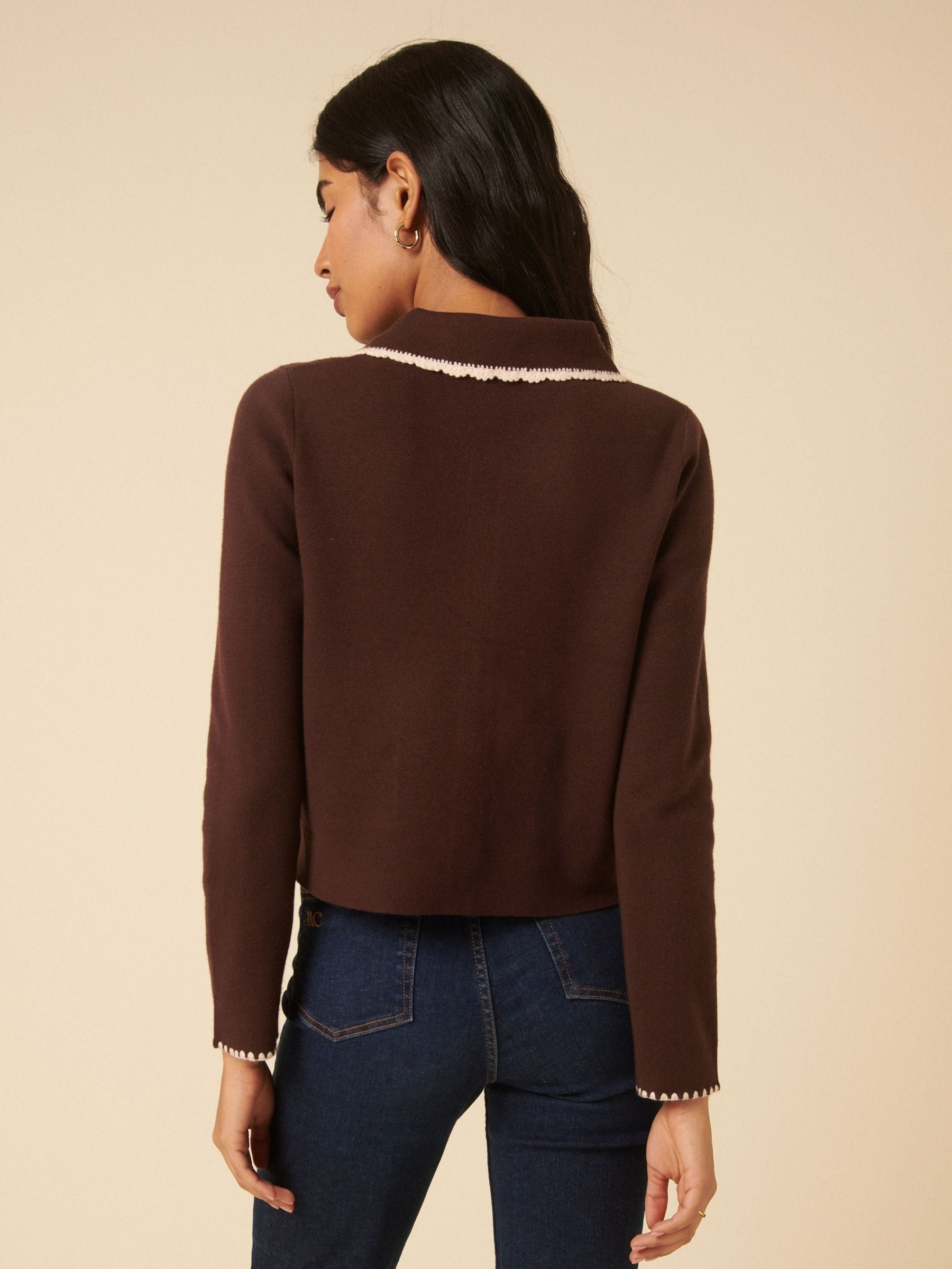 Buy Nobodys Child Brown Collar & Crochet Knitted Jacket from Next USA