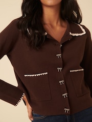 Nobodys Child Brown Collar & Crochet Knitted Jacket - Image 4 of 5