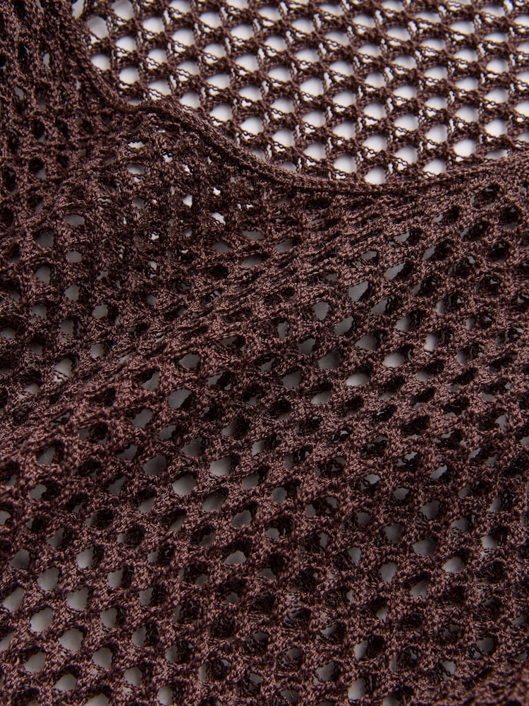 Chocolate Brown Knitted Cover-Up - Image 2 of 3 Chocolate Brown Knitted Cover-Up - Image 2 of 3