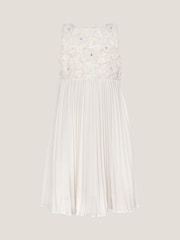 Monsoon White Delores Applique Floral Pleat Dress - Image 1 of 3