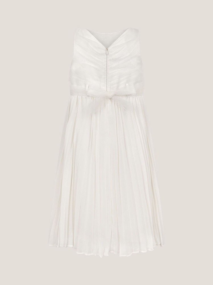 Monsoon White Delores Applique Floral Pleat Dress - Image 2 of 3