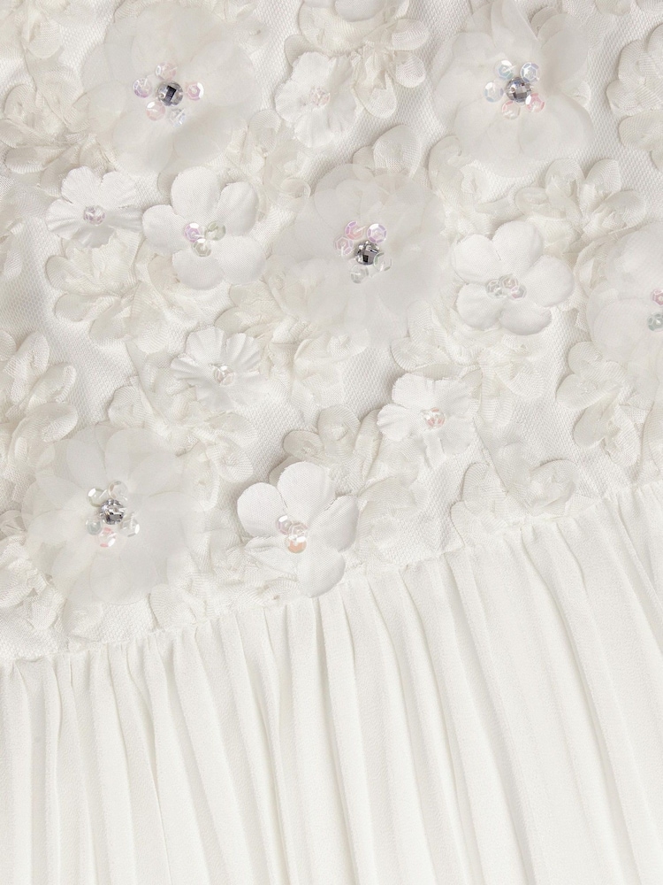 Monsoon White Delores Applique Floral Pleat Dress - Image 3 of 3
