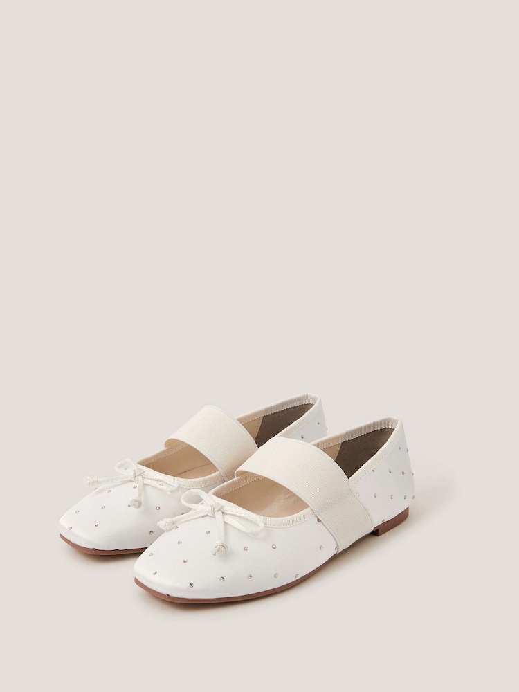 Monsoon Natural Diamante Elastic Ballet Flats - Image 1 of 3