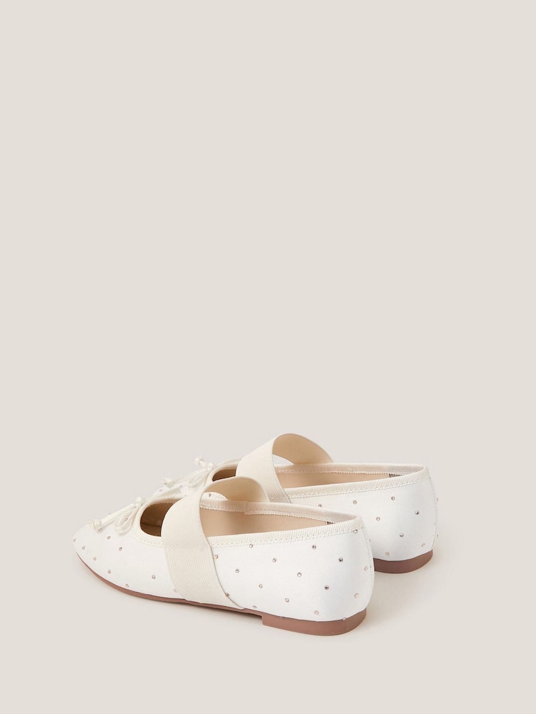 Monsoon Natural Diamante Elastic Ballet Flats - Image 2 of 3