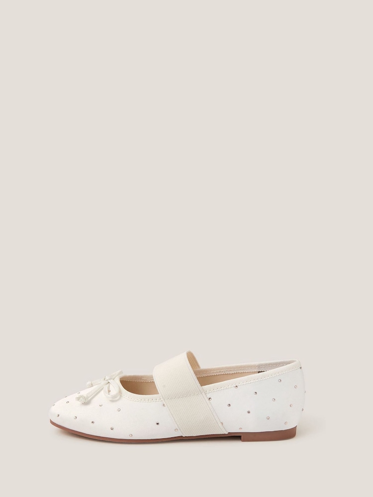 Monsoon Natural Diamante Elastic Ballet Flats - Image 3 of 3