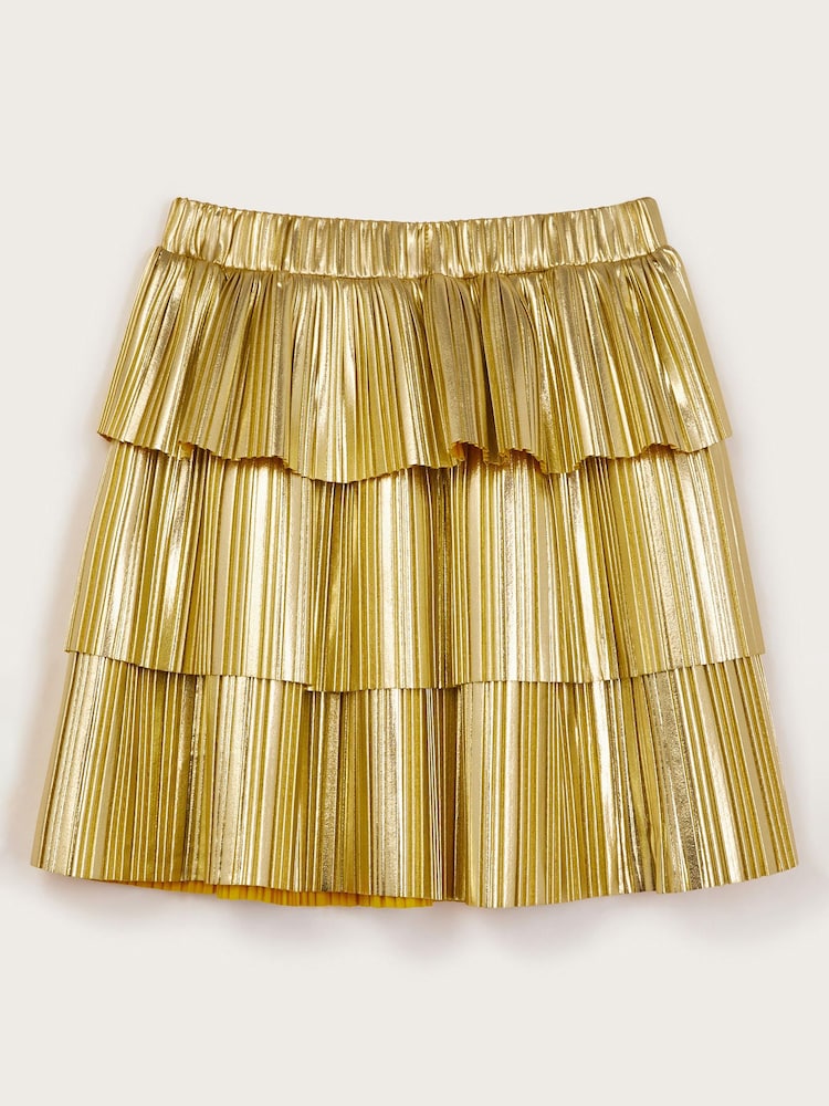Monsoon Gold Pleat Tiered Skirt - Image 1 of 3