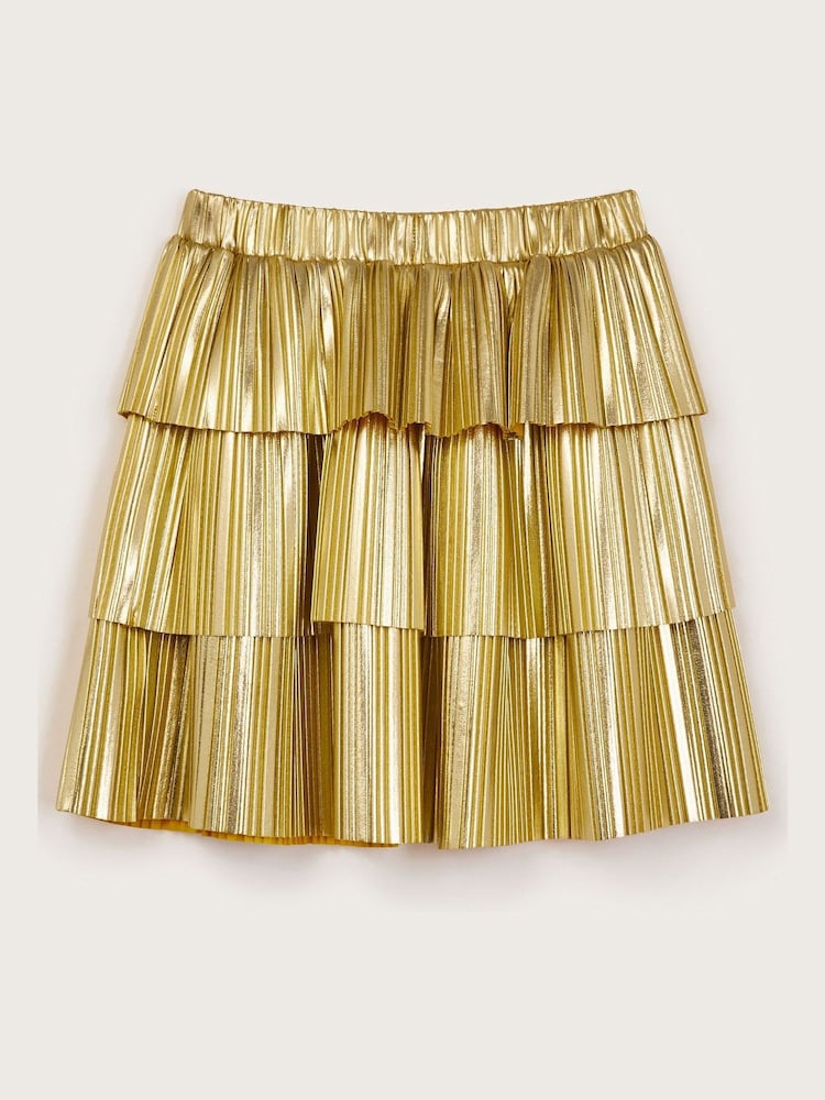 Monsoon Gold Pleat Tiered Skirt - Image 2 of 3