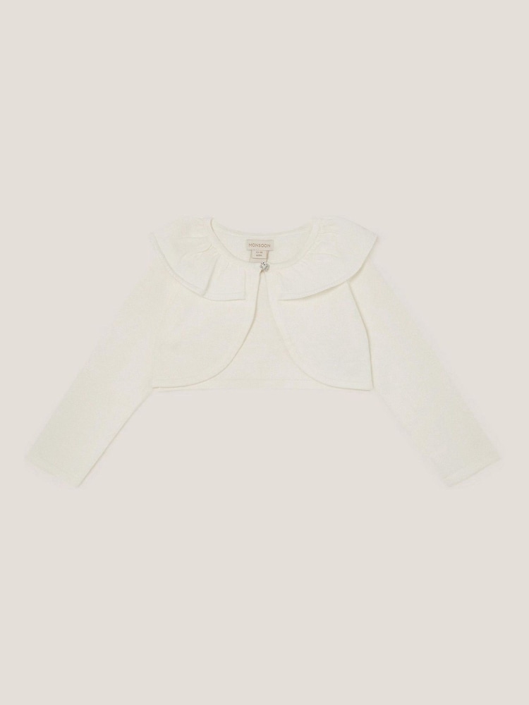 Monsoon Natural Baby Oversized 100% Cotton Collar Cardigan - Image 1 of 3