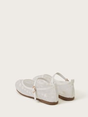 Monsoon Natural Floral Print Embroidered Mesh Ballet Flats - Image 3 of 3