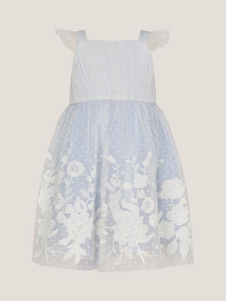 Monsoon Blue Baby Abigail Embroidered Party Dress - Image 1 of 3