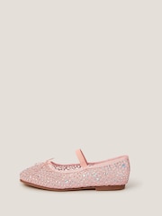 Monsoon Pink Bling Mesh Ballet Flats - Image 1 of 3