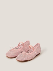 Monsoon Pink Bling Mesh Ballet Flats - Image 2 of 3