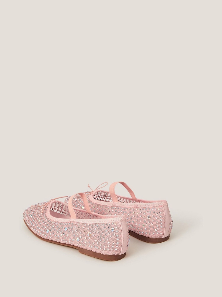 Monsoon Pink Bling Mesh Ballet Flats - Image 3 of 3