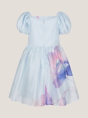Monsoon Blue Pansy Puff Sleeve Satin Dress - Image 2 of 3