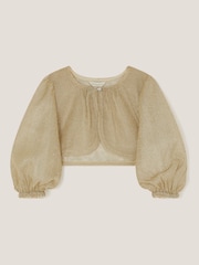 Monsoon Gold Glitter Puff Sleeve Cardigan - Image 1 of 3