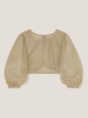 Monsoon Gold Glitter Puff Sleeve Cardigan - Image 2 of 3