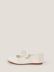 Monsoon Natural Satin Bow Ballet Flats - Image 1 of 3
