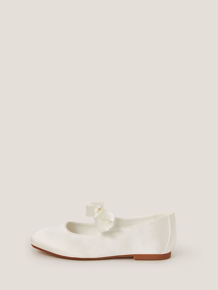Monsoon Natural Satin Bow Ballet Flats - Image 1 of 3