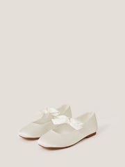 Monsoon Natural Satin Bow Ballet Flats - Image 2 of 3