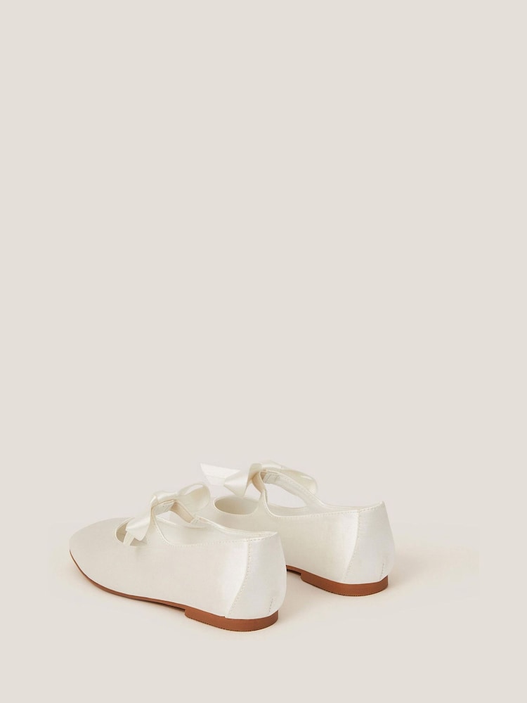 Monsoon Natural Satin Bow Ballet Flats - Image 3 of 3