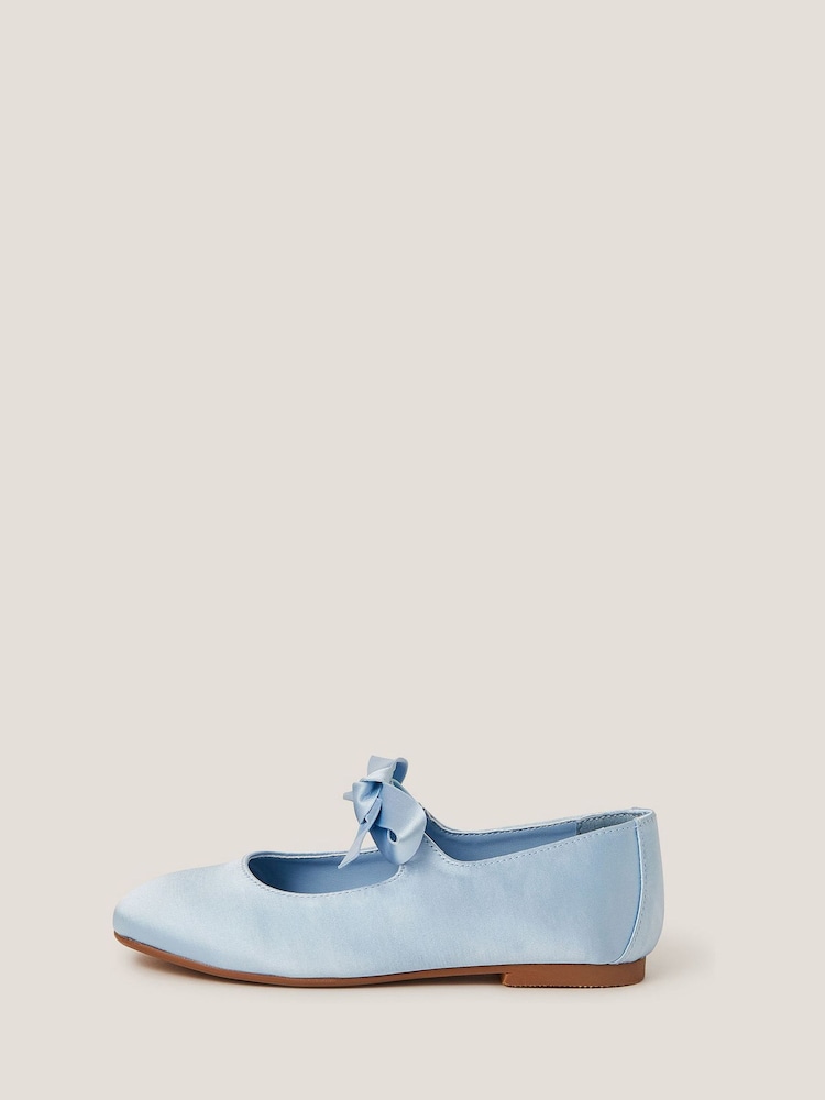 Monsoon Blue Satin Bow Ballet Flats - Image 1 of 3
