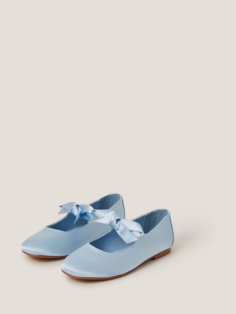 Monsoon Blue Satin Bow Ballet Flats - Image 2 of 3