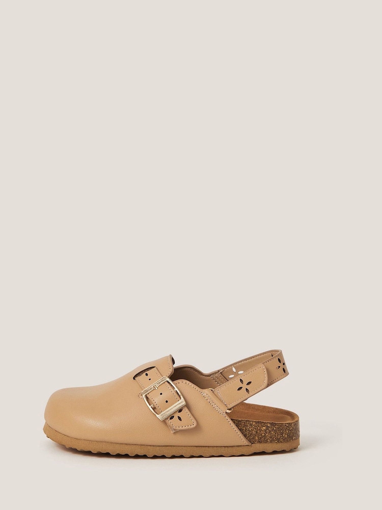 Monsoon Natural Cutwork Mule Clogs - Image 1 of 3