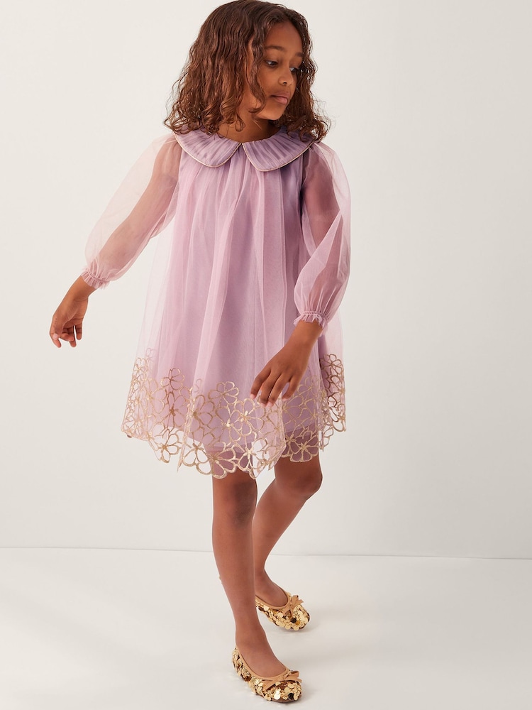 Monsoon Pink Vanessa Tulle Collar Swing Dress - Image 1 of 3 Monsoon Pink Vanessa Tulle Collar Swing Dress - Image 1 of 3