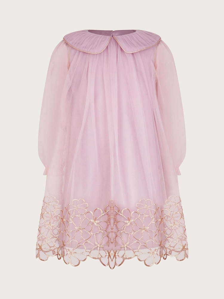 Monsoon Pink Vanessa Tulle Collar Swing Dress - Image 2 of 3 Monsoon Pink Vanessa Tulle Collar Swing Dress - Image 2 of 3