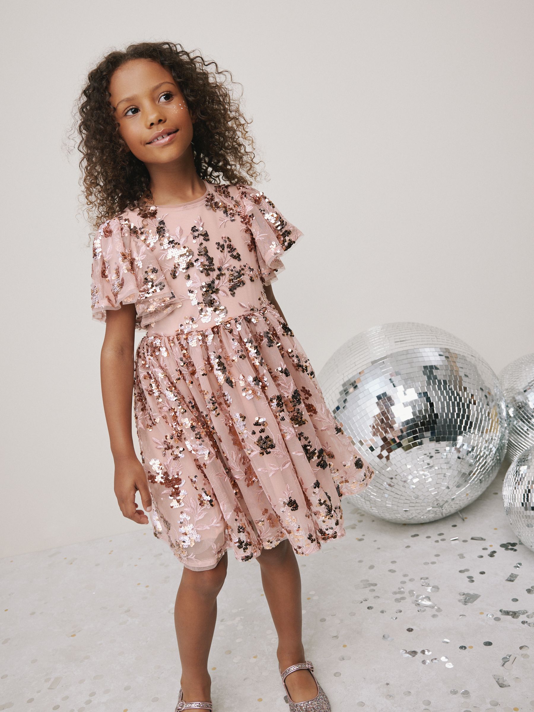 Buy Gold Sequin Party Dress (3-16yrs) from Next USA