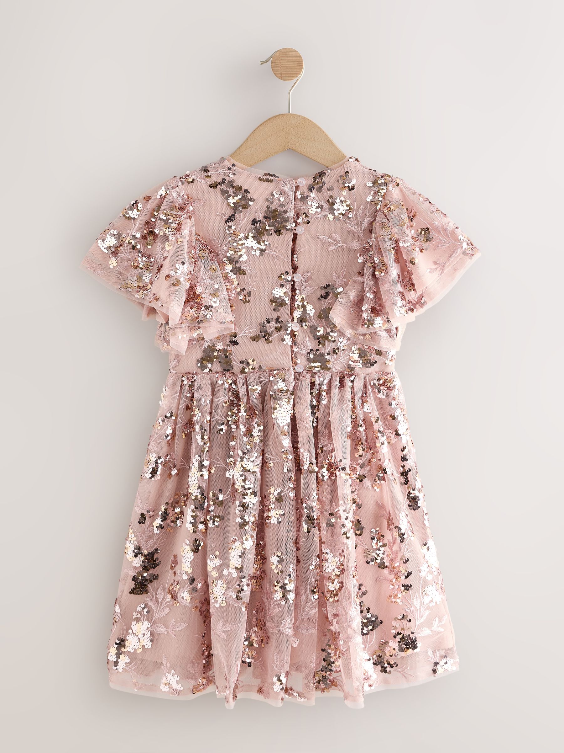 girls' rose gold dress Rose Gold Sequin Tulle Party Dress Pink / 18MON main image 0