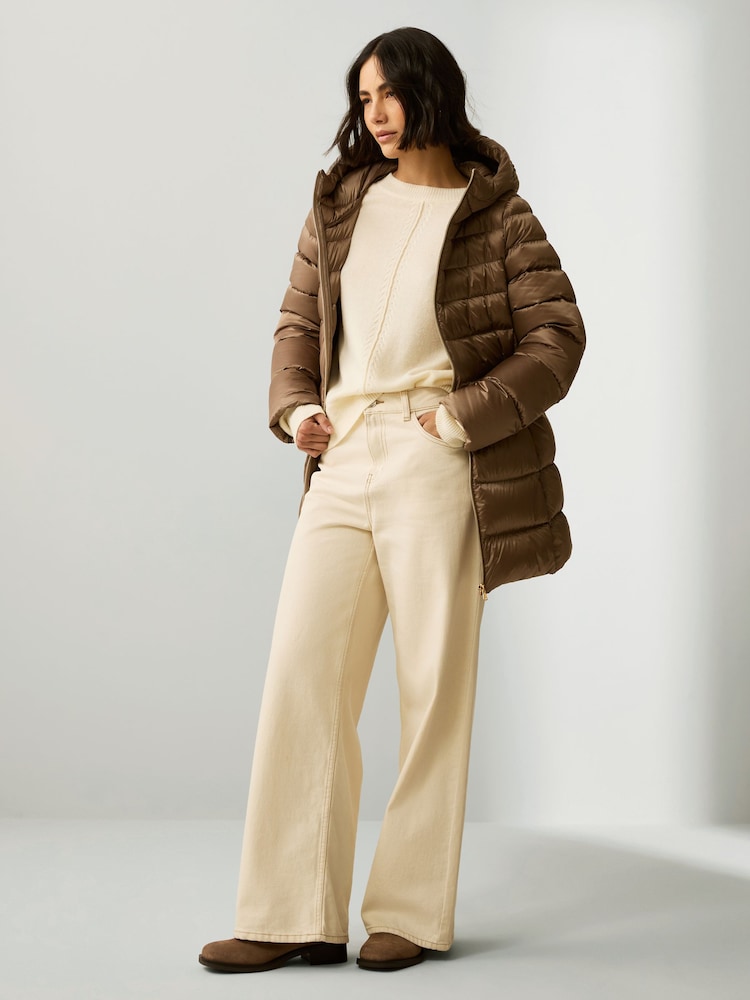 Emme Marella Ginseng Hooded Quilted Brown Jacket - Image 2 of 6