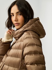 Emme Marella Ginseng Hooded Quilted Brown Jacket - Image 4 of 6