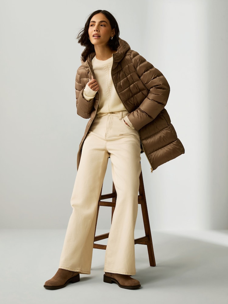 Emme Marella Ginseng Hooded Quilted Brown Jacket - Image 6 of 6
